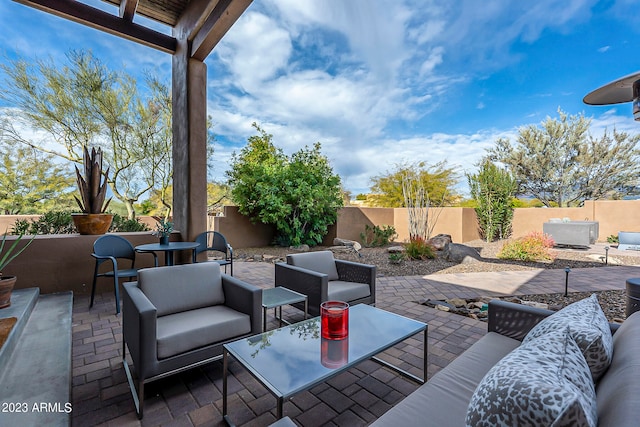 view of patio / terrace featuring an outdoor living space