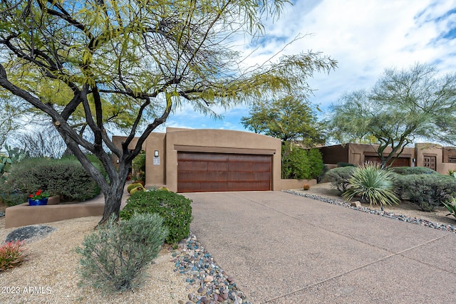 exterior space with a garage