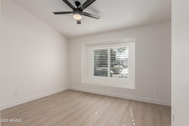 unfurnished room featuring ceiling fan and light hardwood / wood-style flooring