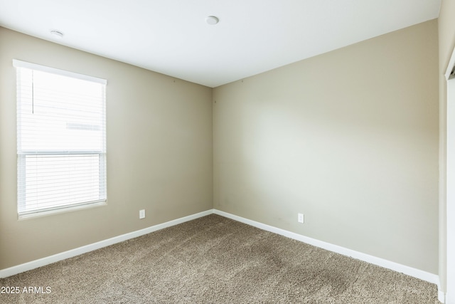 spare room featuring baseboards and carpet floors