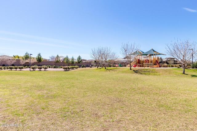 view of yard featuring a playground