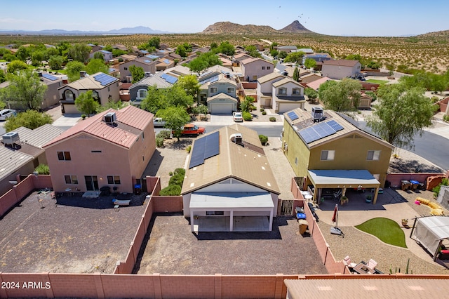 drone / aerial view featuring a mountain view