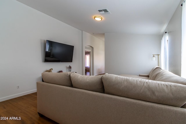 living room with wood-type flooring