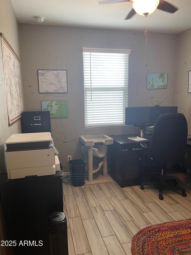 3211 W Pollack St, Phoenix, AZ 85041 - office area featuring a ceiling fan and wood tiled floors