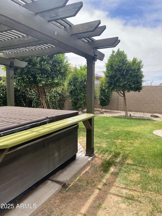 3211 W Pollack St, Phoenix, AZ 85041 - view of yard featuring a hot tub and a pergola