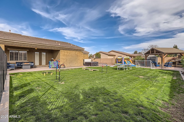 8115 W San Miguel Ave, Glendale, AZ 85303 - view of yard with french doors, a gazebo, fence, a patio, and outdoor lounge area