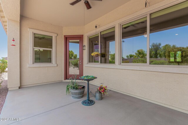 view of patio / terrace with ceiling fan