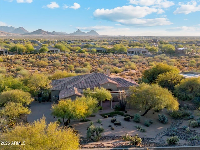 bird's eye view with a mountain view