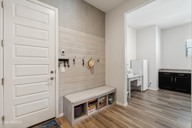 mudroom featuring light hardwood / wood-style floors