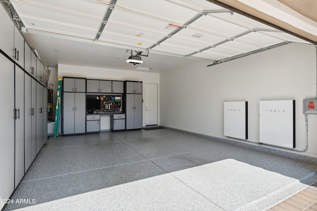 garage with a garage door opener