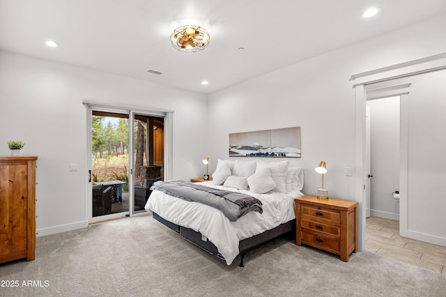 3441 S Del Aire Ct Unit 182, Flagstaff, AZ 86005 - bedroom with access to exterior, recessed lighting, and baseboards