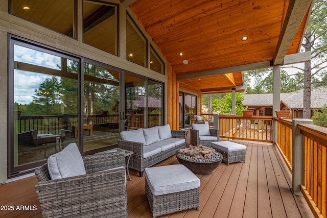 3441 S Del Aire Ct Unit 182, Flagstaff, AZ 86005 - wooden terrace with an outdoor living space