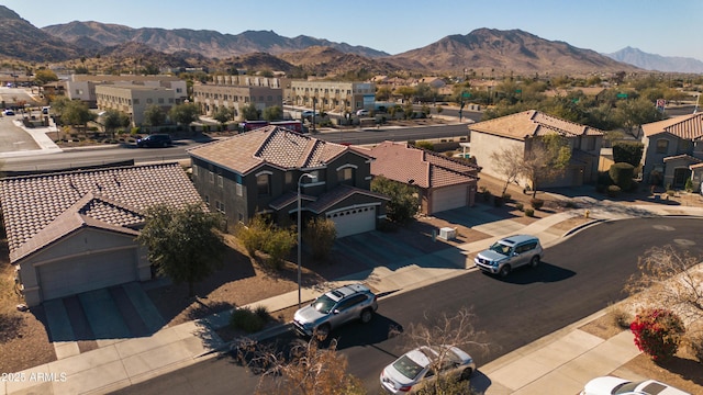 aerial view with a mountain view