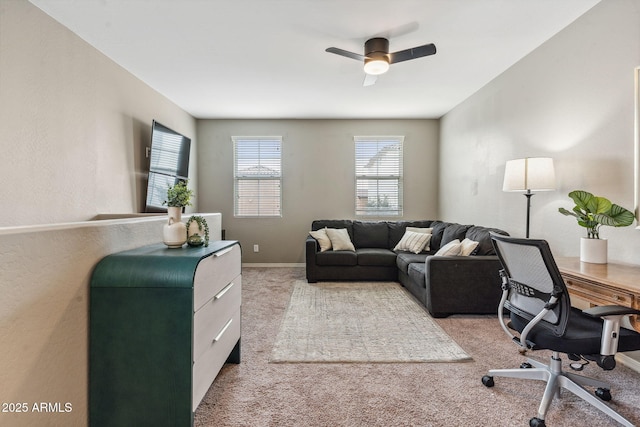 2237 S Jacana Ln, Gilbert, AZ 85295 - home office with light colored carpet and a ceiling fan