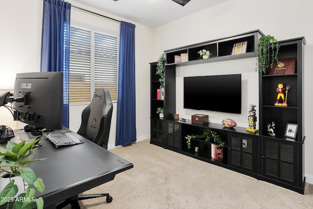 view of carpeted office space