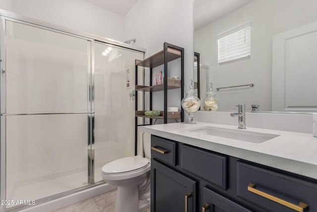 5330 W Thresher Way, Laveen, AZ 85339 - bathroom featuring a shower stall, vanity, and toilet