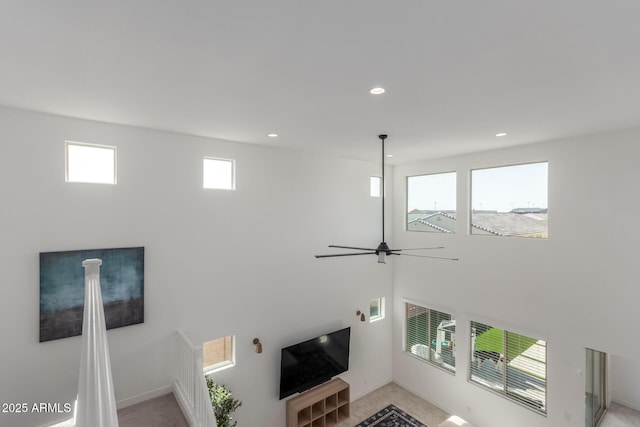 5330 W Thresher Way, Laveen, AZ 85339 - unfurnished living room with recessed lighting, a ceiling fan, and baseboards