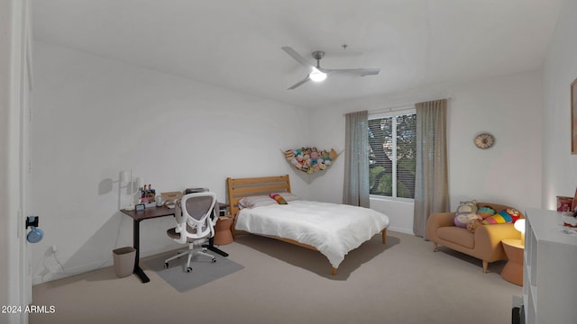 bedroom with carpet and ceiling fan