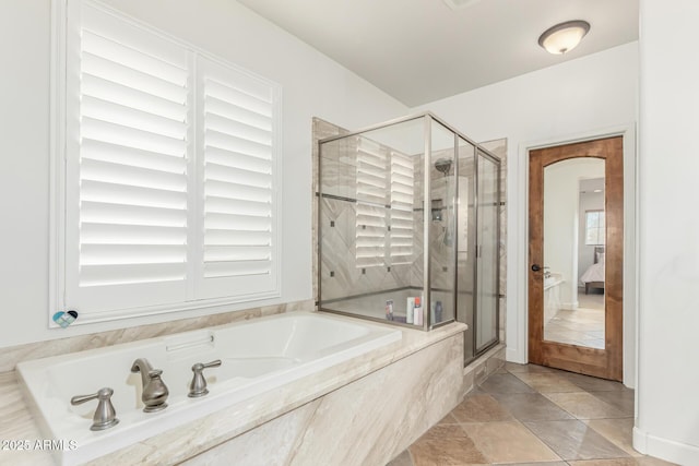 bathroom with independent shower and bath