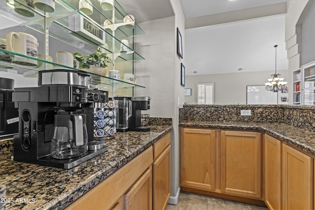 1244 W Straford Ave, Gilbert, AZ 85233 - bar with a chandelier and hanging light fixtures