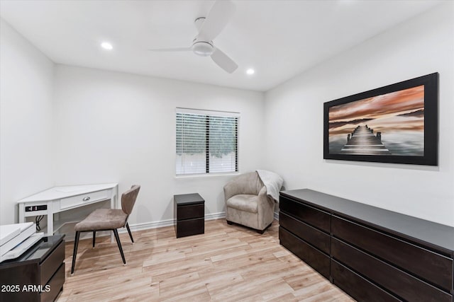 7835 E Cannon Dr, Scottsdale, AZ 85258 - home office with light wood-style flooring, ceiling fan, and recessed lighting