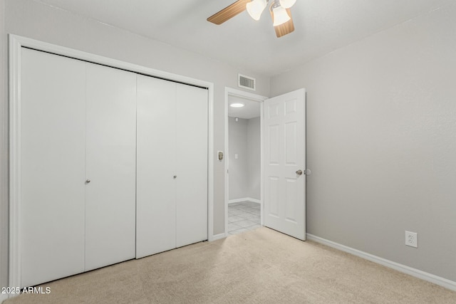 1240 E Indigo St, Mesa, AZ 85203 - unfurnished bedroom featuring visible vents, carpet flooring, baseboards, and a closet