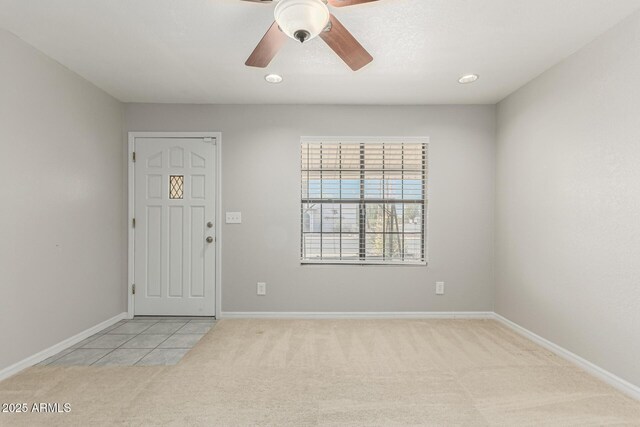 1240 E Indigo St, Mesa, AZ 85203 - foyer entrance with baseboards, recessed lighting, ceiling fan, and light carpet