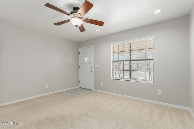 1240 E Indigo St, Mesa, AZ 85203 - unfurnished room featuring baseboards, light carpet, a ceiling fan, and recessed lighting