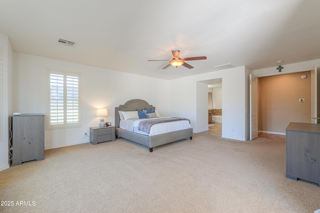 2514 E Grand Canyon Dr, Chandler, AZ 85249 - bedroom featuring carpet floors, a ceiling fan, and ensuite bath