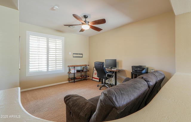 2514 E Grand Canyon Dr, Chandler, AZ 85249 - carpeted home office with a ceiling fan and baseboards