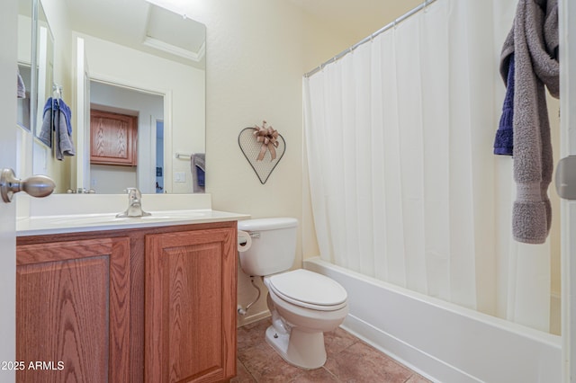 103 S Birdie Way, Casa Grande, AZ 85194 - bathroom featuring vanity, shower / bathtub combination with curtain, and tile patterned floors