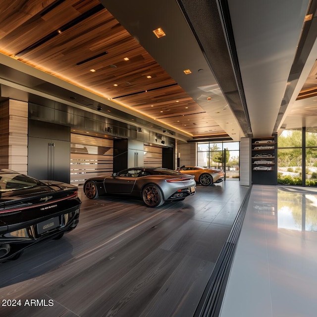 garage with wooden ceiling