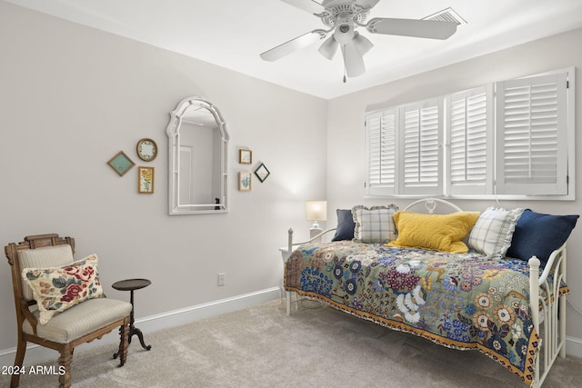 bedroom with carpet and ceiling fan