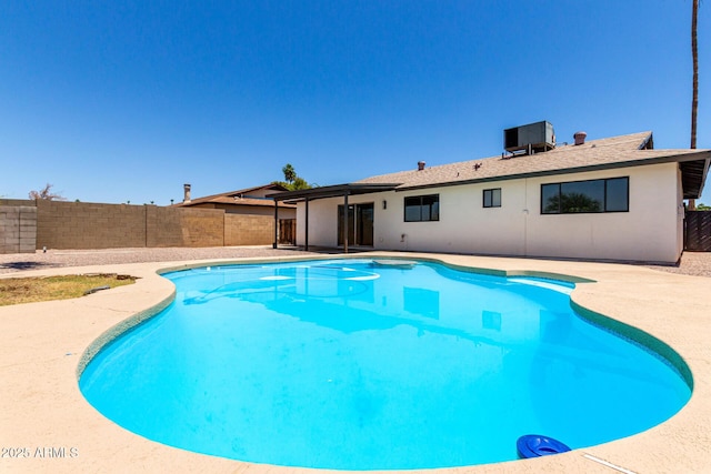 2220 S Cottonwood Dr, Tempe, AZ 85282 - view of swimming pool featuring a fenced backyard, a patio, and cooling unit