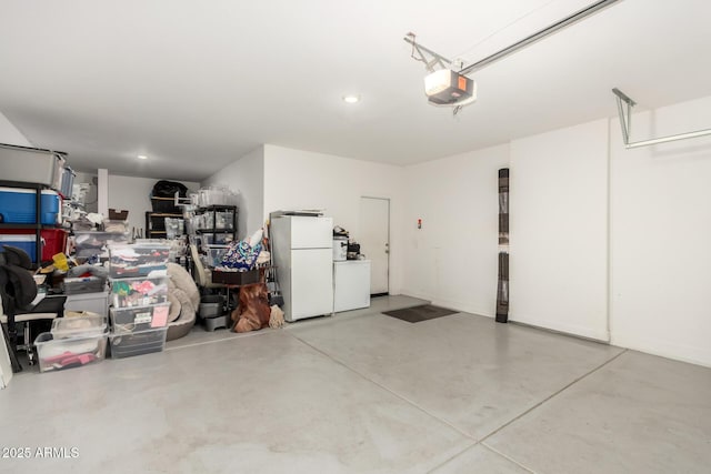 1297 W Chillingham Rd W, San Tan Valley, AZ 85143 - garage with freestanding refrigerator, washer / clothes dryer, recessed lighting, and a garage door opener