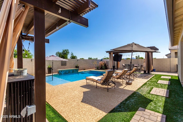 1297 W Chillingham Rd W, San Tan Valley, AZ 85143 - view of swimming pool with a fenced backyard, a patio, and a gazebo