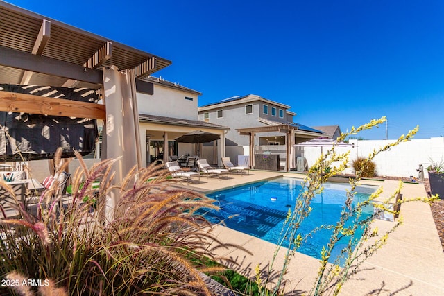 1297 W Chillingham Rd W, San Tan Valley, AZ 85143 - view of swimming pool with a pergola, a fenced backyard, and a patio area