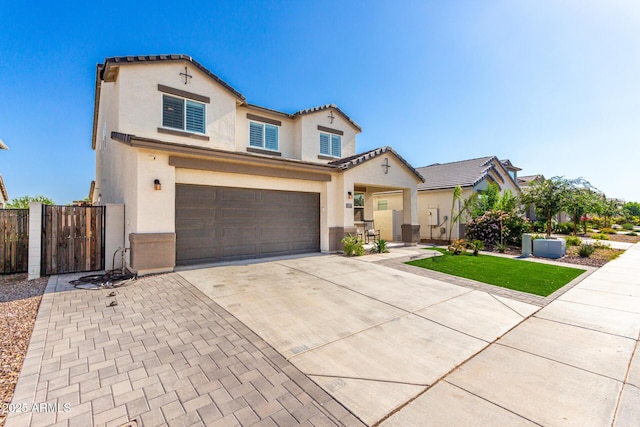 1297 W Chillingham Rd W, San Tan Valley, AZ 85143 - view of front facade featuring stucco siding, a garage, driveway, and a tiled roof