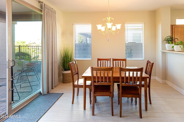 dining room with an inviting chandelier