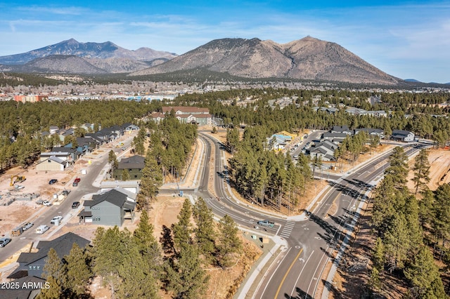 birds eye view of property with a mountain view