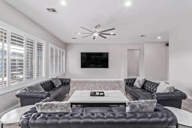 living room featuring light hardwood / wood-style floors