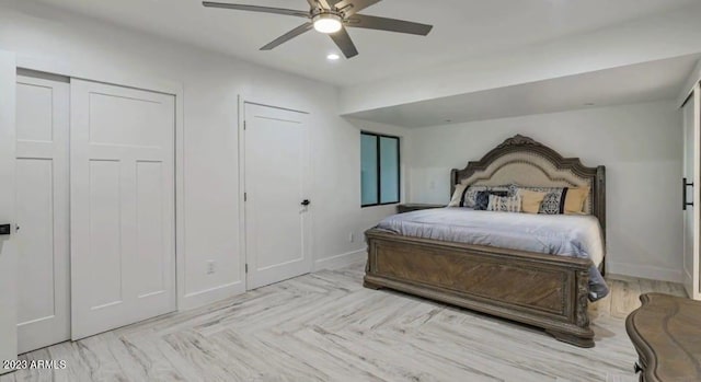 bedroom featuring ceiling fan