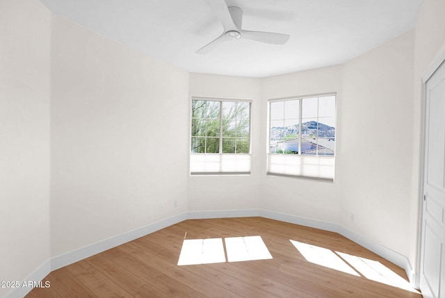 13914 E Laurel Ln, Scottsdale, AZ 85259 - spare room featuring a ceiling fan, baseboards, and light wood-style floors