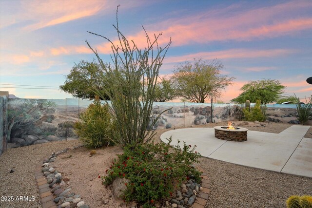 2487 S Conestoga Rd, Apache Junction, AZ 85119 - view of yard featuring a fire pit and a patio