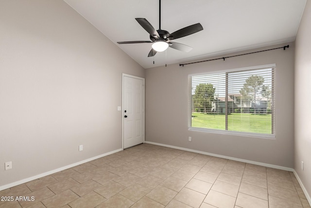 19601 N 7th St Unit 1022, Phoenix, AZ 85024 - unfurnished room with a ceiling fan, vaulted ceiling, and light tile patterned floors