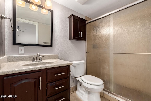 19601 N 7th St Unit 1022, Phoenix, AZ 85024 - bathroom featuring vanity, a shower stall, a textured wall, and tile patterned floors