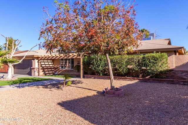 exterior space with a garage