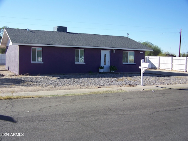 view of single story home