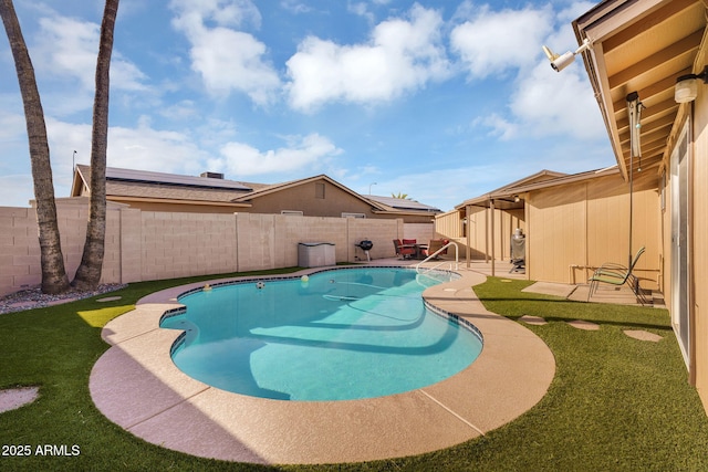 1511 W Mesquite St, Chandler, AZ 85224 - view of swimming pool with a fenced in pool, a fenced backyard, a patio area, and a yard