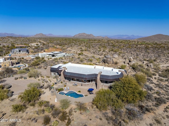 aerial view with a mountain view